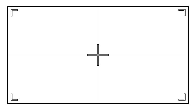 Camera viewfinder overlay template with focus crosshair graphic element