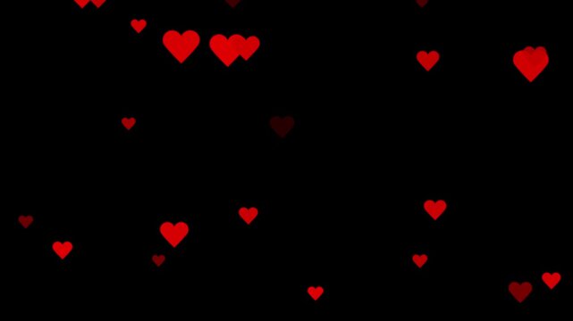 Red heart shape symbol animation with beating pulse effect on transparent background alpha channel for love and health video overlay.Romantic hearts overlay loop background,​valentine's day love heart