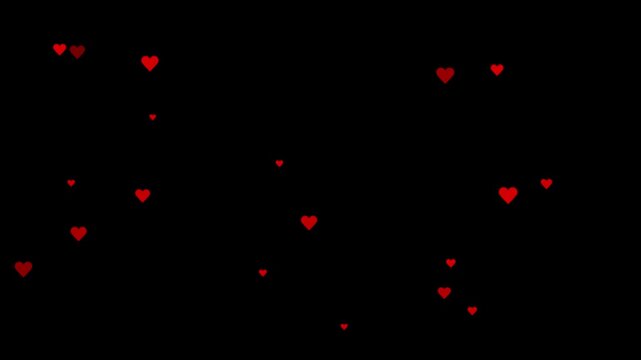 Red heart shape symbol animation with beating pulse effect on transparent background alpha channel for love and health video overlay.Romantic hearts overlay loop background,​valentine's day love heart