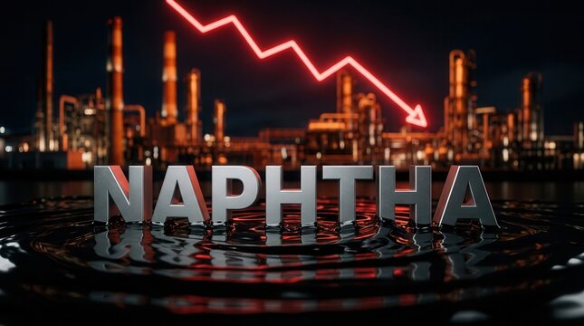Industrial facility backdrop representing naphtha economic challenges and declining trends.