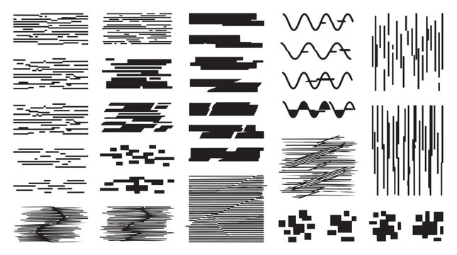 Abstract grunge textures and distressed pattern set in black and white with textures, distressed