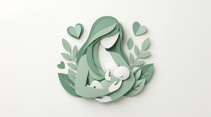 Obraz premium Maternal Breastfeeding Support Healthcare Concept in Layered Paper Art
