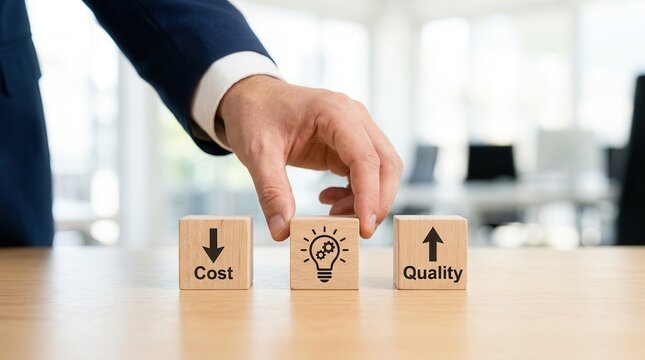Strategic improvement through innovation and cost reduction using wooden blocks.