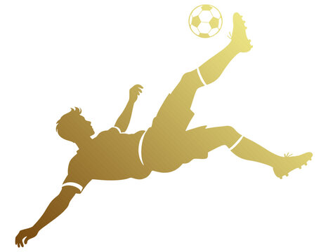 Vector silhouette illustration of a soccer player kicking the ball with a somersault style