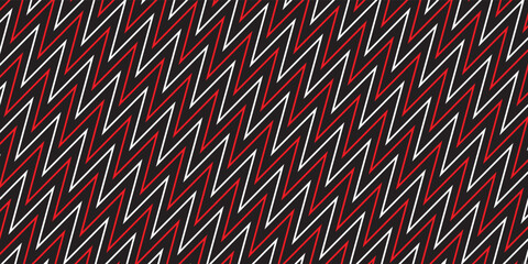 Obraz premium Red and white zigzag seamless pattern on black background vector.