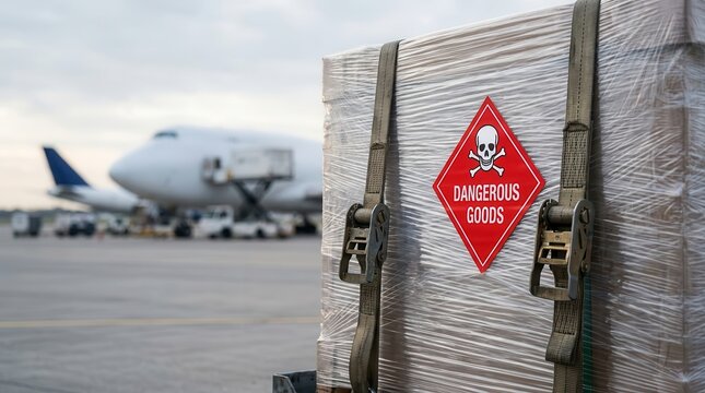 Aviation cargo handling involving dangerous goods and toxic chemical air freight logistics.