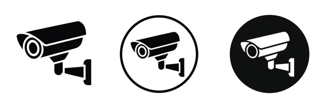 Security camera CCTV video surveillance icons modern vector illustration set featuring camera symbols for monitoring and safety systems
