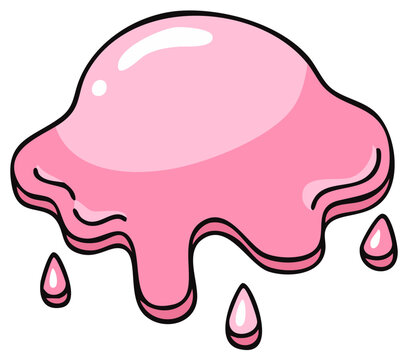 Pink blob with dripping effect, cartoon illustration