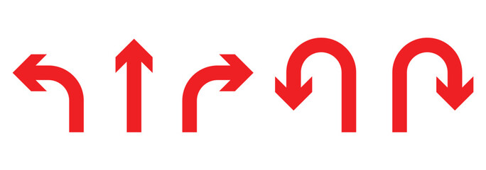  Directional arrow icon set. simple go back sign vector u turn shape pointer flat design pictogram vector elements for app ads web banner button © Gemivector5