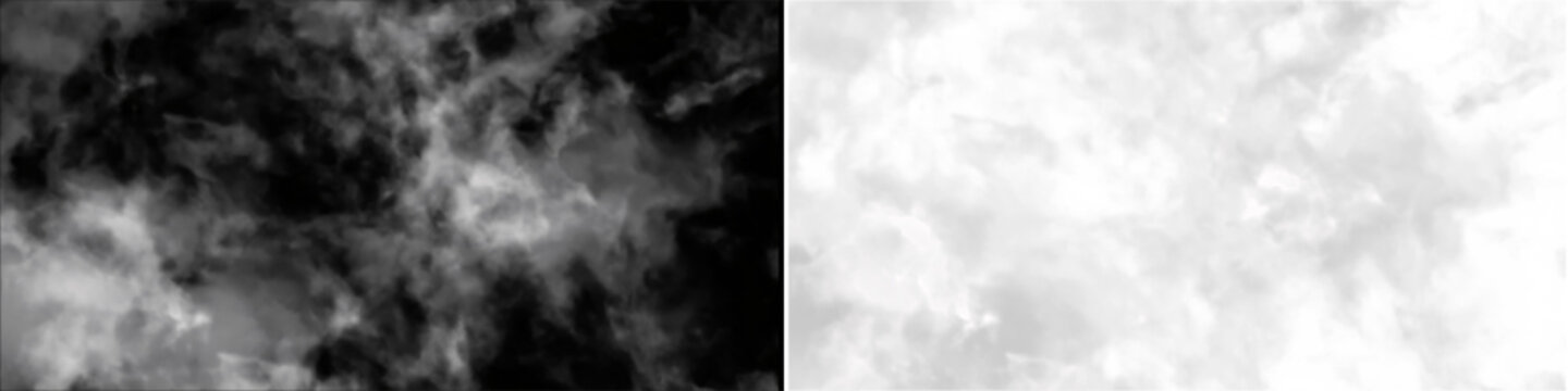 Dense rolling cloud pattern isolated on black background for professional graphic design and photo compositing.