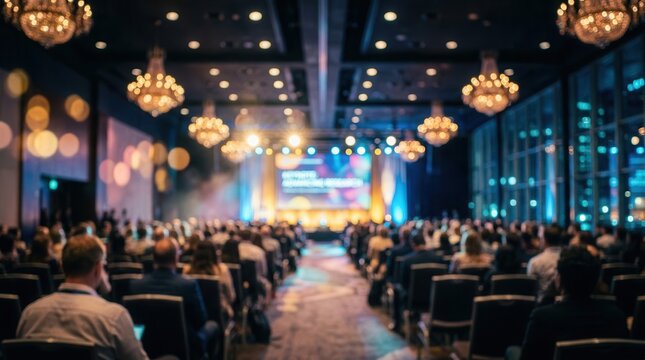 Colorful bokeh light background suitable for a scientific conference.