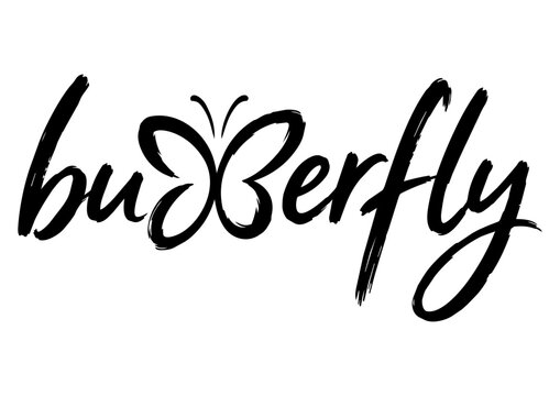 Minimalist butterfly typography logo featuring a creatively integrated butterfly symbol within elegant handwritten lettering.