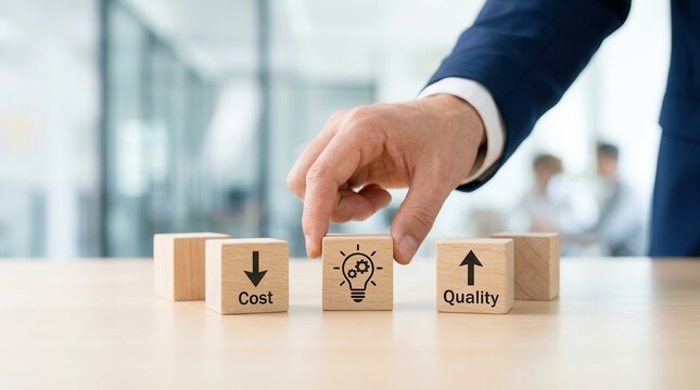 Concept of lowering cost and increasing quality through innovation and strategic management.