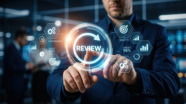 Strategic planning and review evaluation for business auditing and assessment.