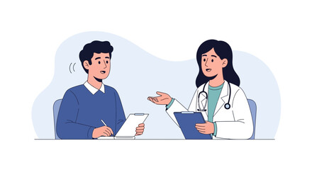 Fototapeta premium Doctor and Patient Consultation Flat Design