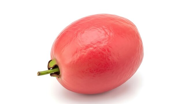 Single red rose apple fruit isolated on white background