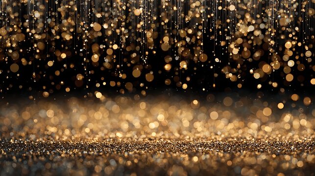 Golden soccer ball pattern on black background texture
