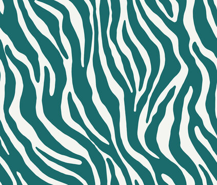 zebra animal skin seamless pattern on teal green, safari texture textile 