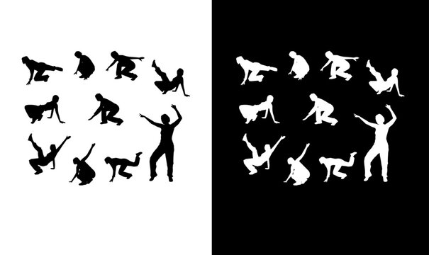 dancer girls silhouette vector illustration, fitness women silhouette set vector illustration, silhouette set of dancer girls, vector, dancing girls silhouette set bundle, illustration, dance, 