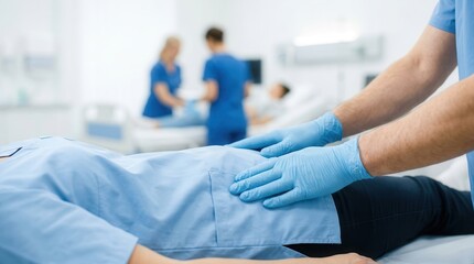 Obraz premium Specialized obstetric medical care for women during pregnancy and childbirth in a clinical setting.