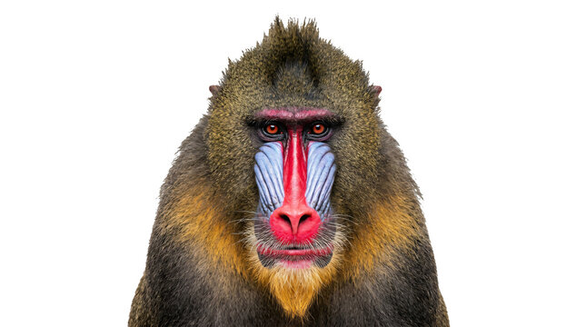 Close-up of Mandrill Face with Colorful Markings