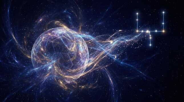 Cosmic nebula with jet streams in space