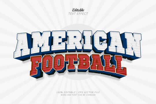 American Football Editable Text Effect 3d Sport College Vintage