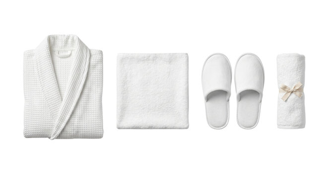 White spa and hotel bath accessories set, isolated on transparent background