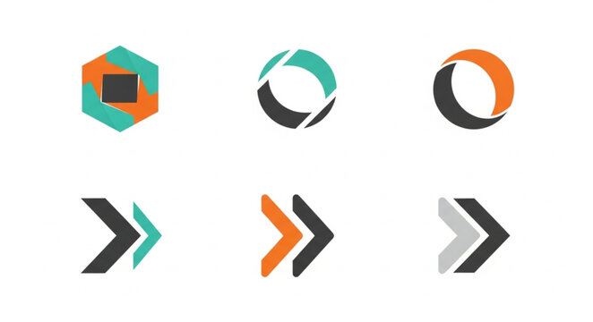 Set of abstract graphic design elements and icons.