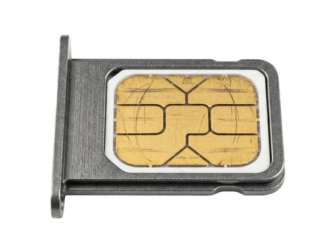 SIM Card Tray with Nano SIM Ejected and Isolated on Transparent Background &ndash; Photorealistic Macro Detail of Mobile Phone Components PNG