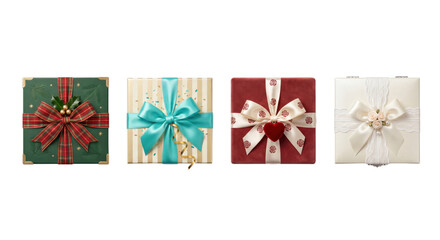 Fototapeta premium Beautiful stylized luxury gift boxes, isolated on transparent background