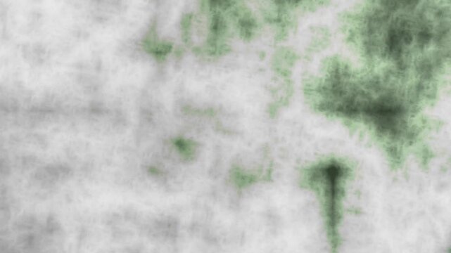 Microscopic view of green fluorescent particles in sample