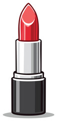 Obraz premium Red lipstick in silver tube, graphic illustration of cosmetic product