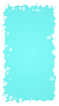 Floating Cartoon Soap Bubble and Foam Border Frame on blue animation,air bubbles cosmetics and cleaning vertical social media motion design element