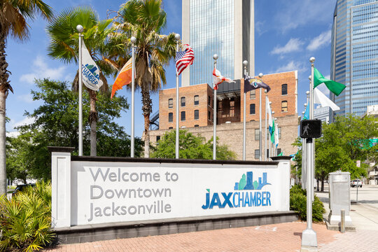 Jacksonville, FL, USA - May 15, 2026: Jacksonville was founded in 1822 and located on the Atlantic coast in Duval County in Northeast Florida.