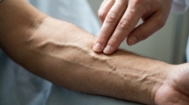 Arteriovenous Fistula Thrill Palpated by Fingertips Inner Forearm Dialysis Assessment