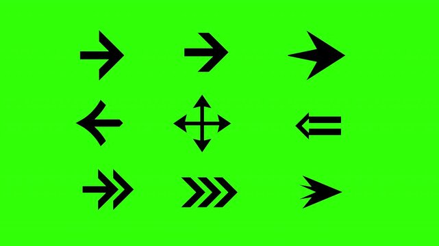 Arrows Animation pack on green screen background