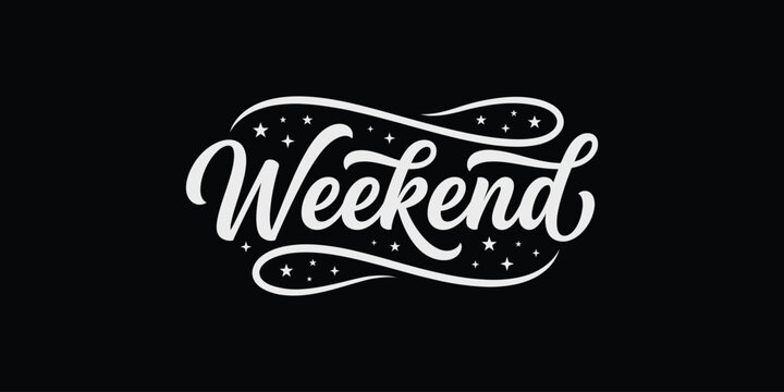 Weekend typography design with stars