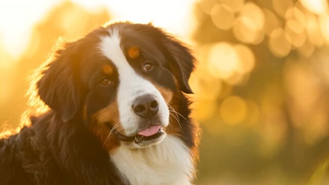 bernese mountain dog golden light video, dog, bachalpsee switzerland