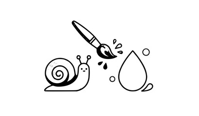 Minimal snail paintbrush water symbol vector illustration © MstLiza