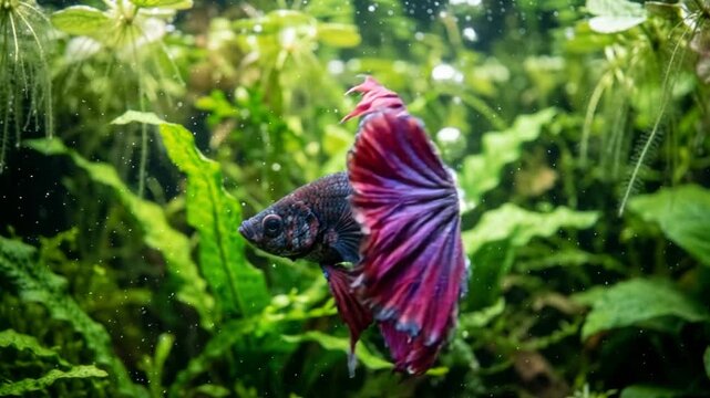 betta fish siamese fighting fish underwater close up composition video