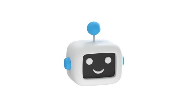 Robot Head icon 3d rendering animation on 4k	