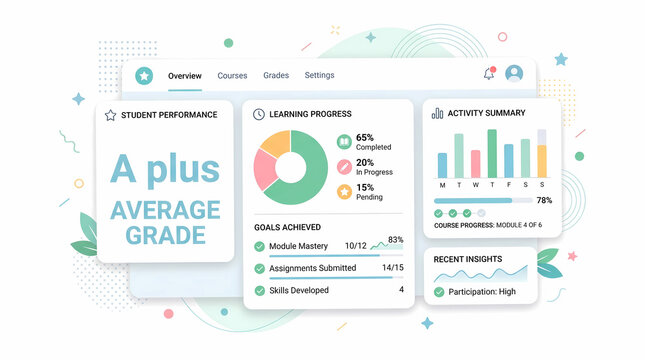 Assessment Analytics Interface: Educator Grading UI Dashboard Vector