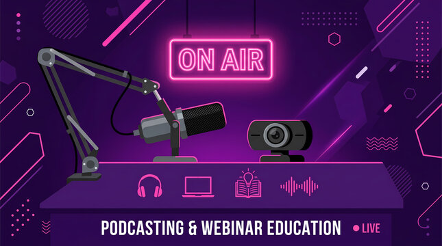 The Modern Lecture Broadcast: Instructor Podcast and Webinar Vector