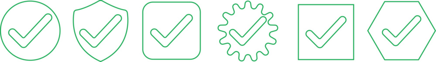 Modern Check Mark and Approval Symbols Icons Set Black Filled Tick, Verified and Confirmation Vector Pack Clean Success, Validation and Accepted Sign Silhouette Collection © Kamran