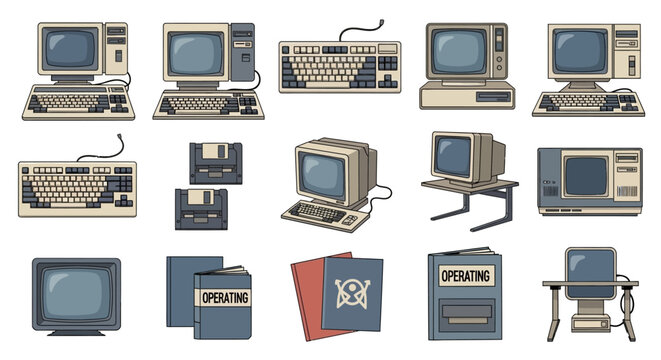 Retro Pixel Art Computers and Accessories Collection