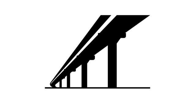 Highway Bridge with elastomeric bearings with dual lead cores, black isolated vector silhouette