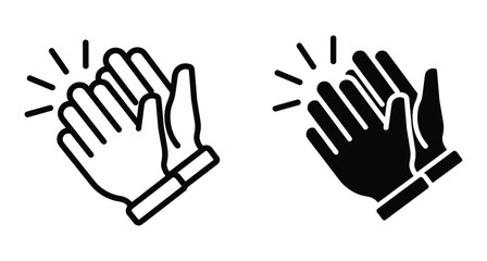 Fototapeta premium Clapping hands icon set showing applause gesture for success celebration appreciation and performance recognition in outline and solid black styles