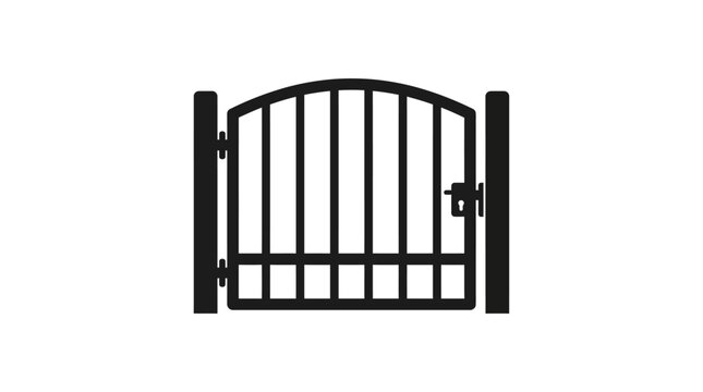 Black Silhouette Of A Metal Gate With Hinges And Latch