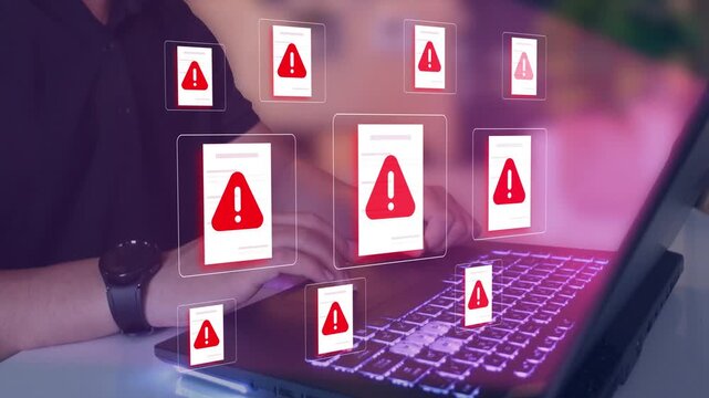 Fraud document warning digital, highlighting cybersecurity, data protection, identity risk, and online threats in modern communication systems